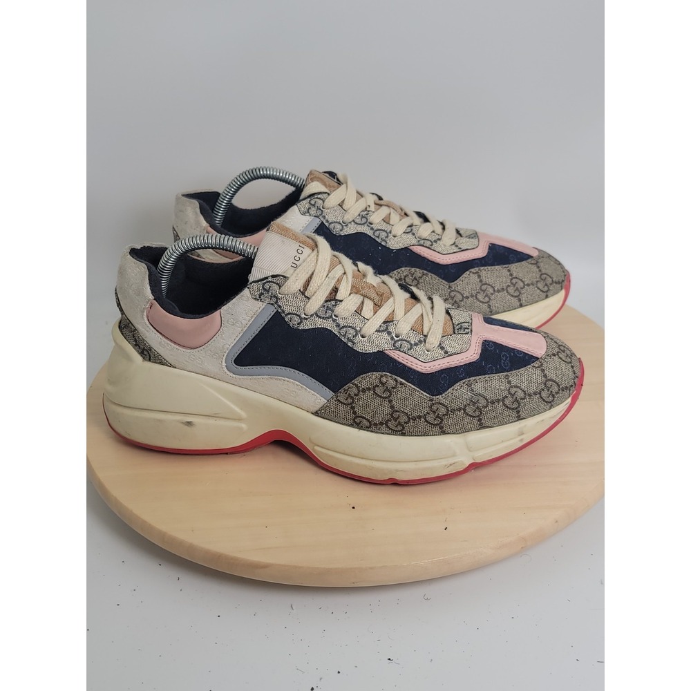 Gucci GG Rhyton Logo Multicolor Low Top Lace-Gucci Wom Athletic Sneakers Size 43
